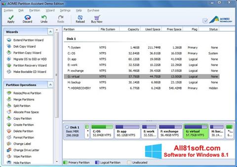 Screenshot AOMEI Partition Assistant Windows 8.1