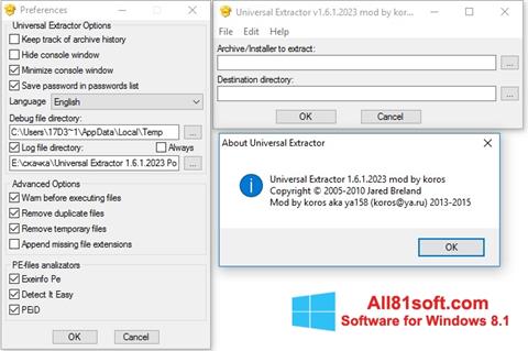 Screenshot Universal Extractor Windows 8.1