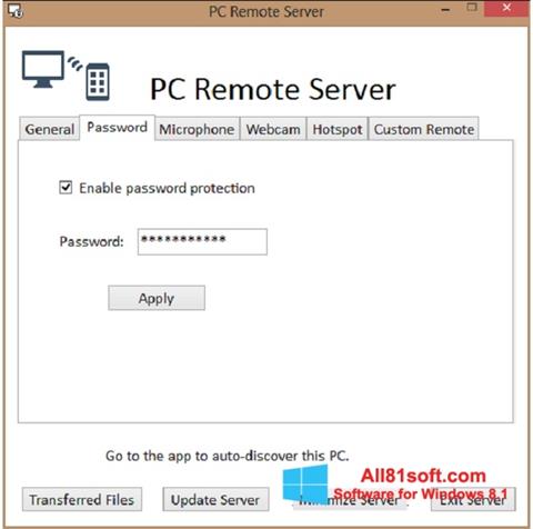 Screenshot PC Remote Server Windows 8.1