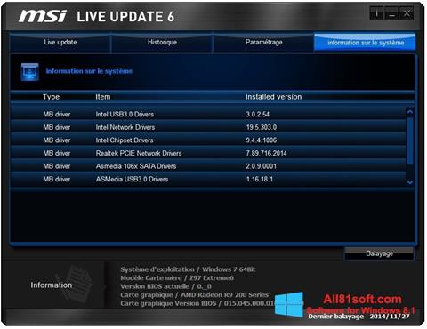Screenshot MSI Live Update Windows 8.1