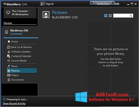 Screenshot BlackBerry Link Windows 8.1