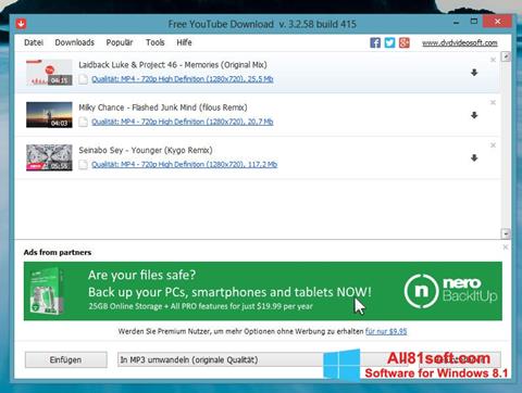 Screenshot Free YouTube Download Windows 8.1