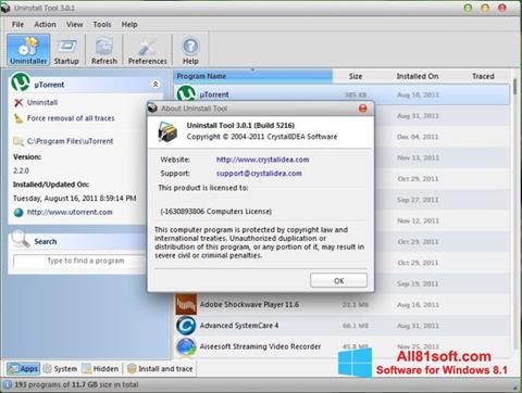Screenshot Uninstall Tool Windows 8.1