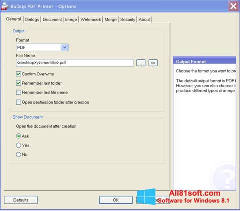 Screenshot BullZip PDF Printer Windows 8.1