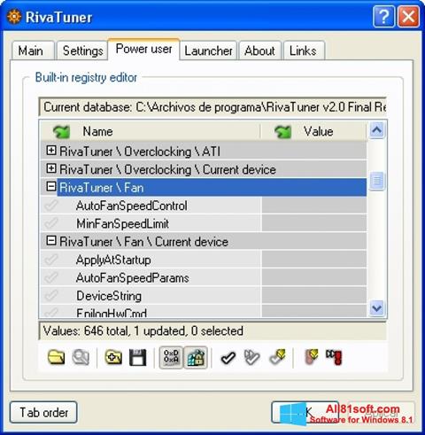 Screenshot RivaTuner Windows 8.1