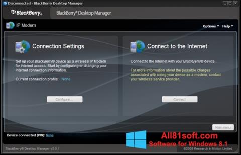 Screenshot BlackBerry Desktop Manager Windows 8.1