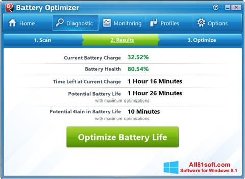 Screenshot Battery Optimizer Windows 8.1