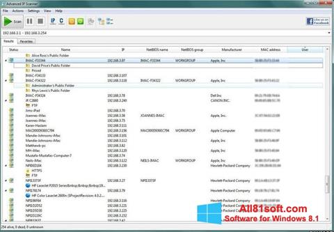 Screenshot Advanced IP Scanner Windows 8.1